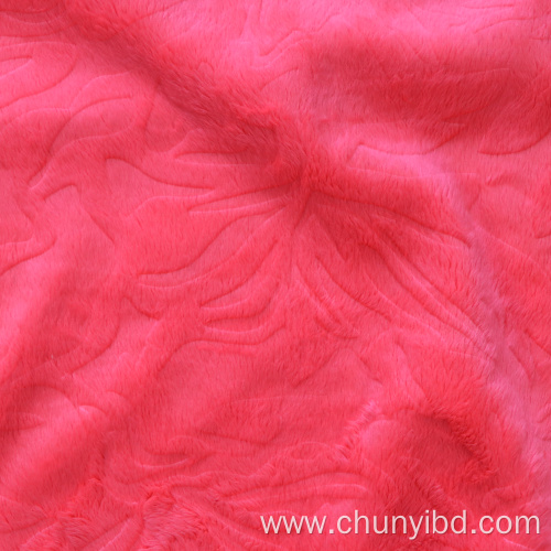 New Design Embossed Double Side Warp Knitted Coral Fleece Fabric For Coat Sofa Cover